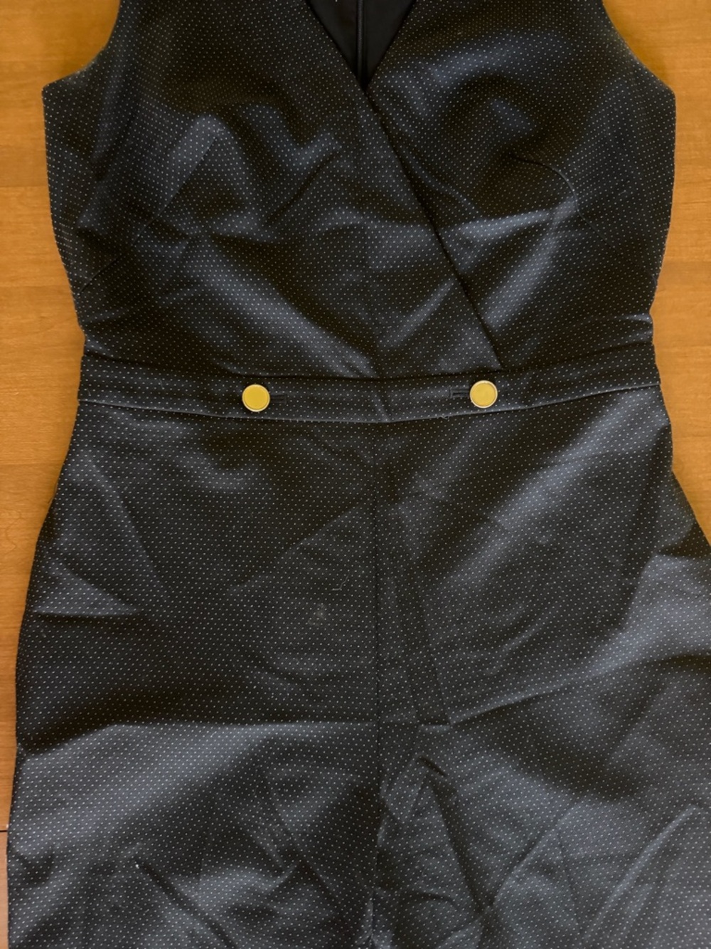 Club Monaco Black Sleeveless Wide-Leg Jumpsuit with Gold Buttons - Picture 4 of 7
